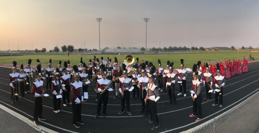 The marching band at the football game on September 9 that was cancelled due to smoke. 